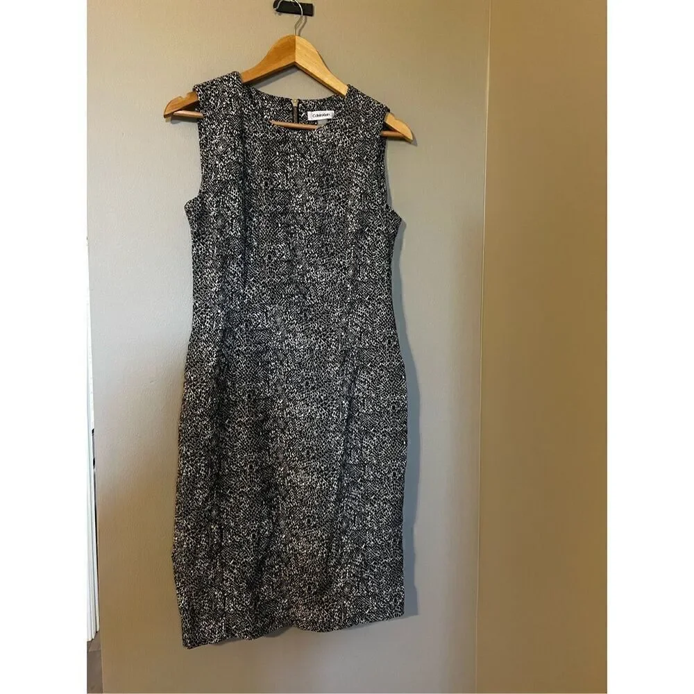 Calvin Klein Women’s Size 10 Sleeveless Zip Up Snake Print Dress Black White